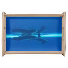 Delphine und Reflexion, blaue Ozeane Serviertablett
