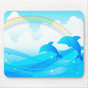 Delphine und Regenbogen Mousepad