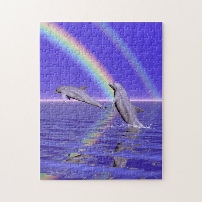 Delphine und Regenbogen Puzzle (Vertikal)