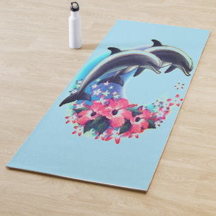 Delphine und rosa Blume Yogamatte