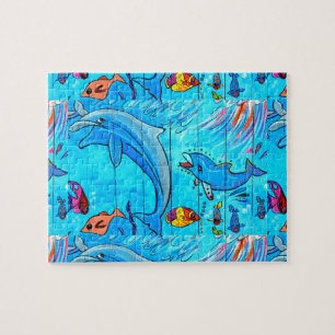 Delphine und tropische Fischpuzzle Puzzle