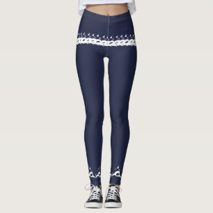 Delphinische Marine und Weiß Leggings