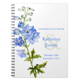 Delphinium Aquarellblau Hochzeitsbuch Notizblock