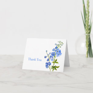 Delphinium art blue wedding danke Karte