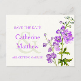 Delphinium art lila Blume Save the Date Karte