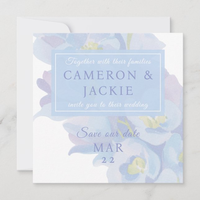 Delphinium Blaue Hochzeit  Save The Date (Vorderseite)