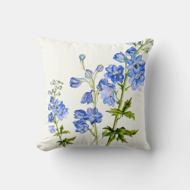 Delphinium blue Fine Art Blumenkissen Kissen (Vorderseite)
