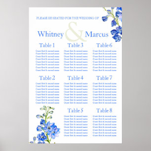 Delphinium blue Wedding Table Planner Poster
