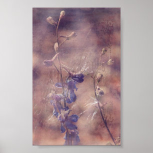 Delphinium Blume Grunge Digitale Kunst Poster