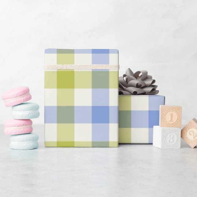 Delphinium Gingham - Wrapping Paper Geschenkpapier (Babyparty)