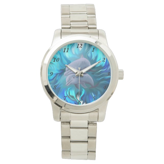 Delphinpaare Armbanduhr (Vorderseite)