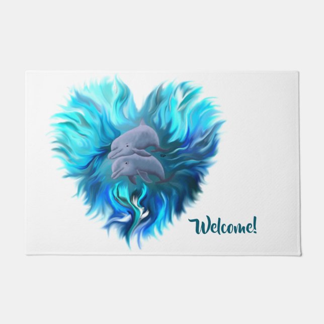 Delphinpaare , Dolphin Heart Fußmatte (Vorderseite)