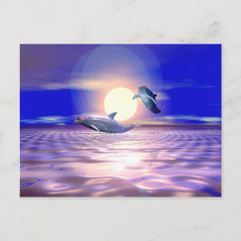 Delphinumleitung - Zwei Delphine springen Postkarte