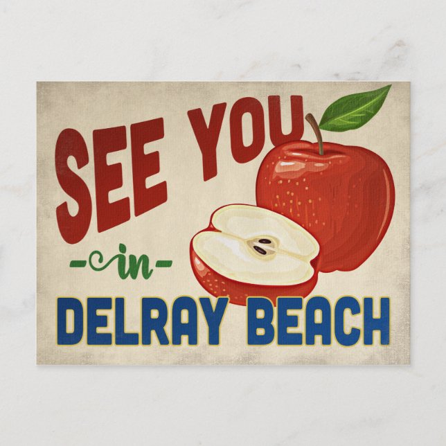 Delray Beach Florida Apple - Vintage Travel Postkarte (Vorderseite)