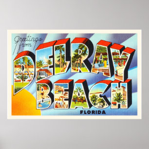 Delray Beach Florida FL Vintage Travel Souvenir Poster