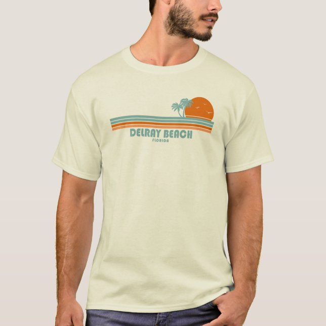 Delray Beach Florida Sun Palm Trees T-Shirt (Vorderseite)