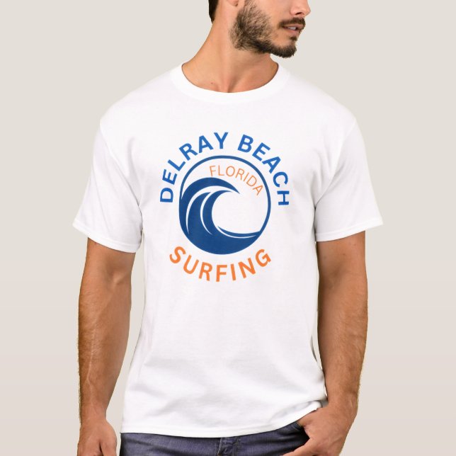 Delray Beach Florida Surfen T-Shirt (Vorderseite)
