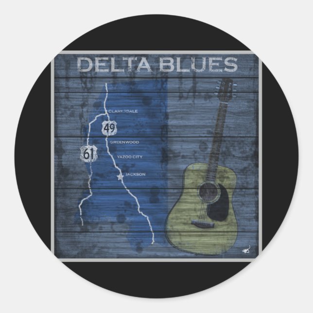 Delta Blues Grunge Blues Highway Runder Aufkleber (Vorderseite)