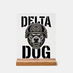 Delta Dog Bulldog Helm Vintage Gravur Design_ Acrylschild