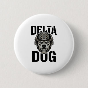 Delta Dog Bulldog Helm Vintage Gravur Design_ Button