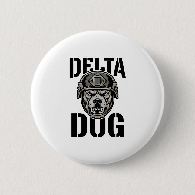 Delta Dog Bulldog Helm Vintage Gravur Design_ Button (Vorderseite)