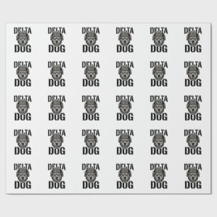 Delta Dog Bulldog Helm Vintage Gravur Design_ Geschenkpapier