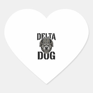 Delta Dog Bulldog Helm Vintage Gravur Design_ Herz-Aufkleber