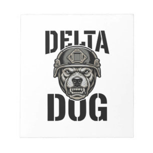Delta Dog Bulldog Helm Vintage Gravur Design_ Notizblock