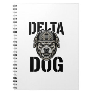 Delta Dog Bulldog Helm Vintage Gravur Design_ Notizblock