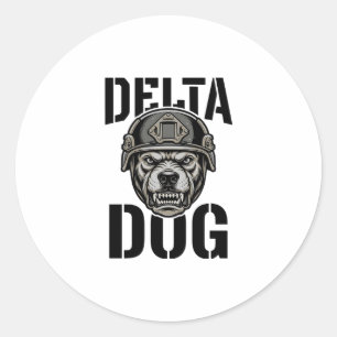 Delta Dog Bulldog Helm Vintage Gravur Design_ Runder Aufkleber