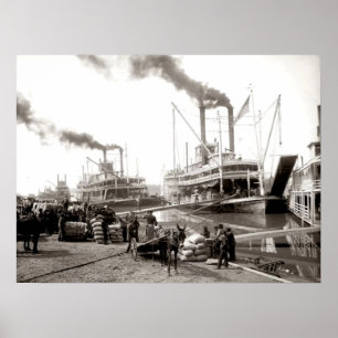 Delta Queen Flussboot wird beladen New Orleans  Poster