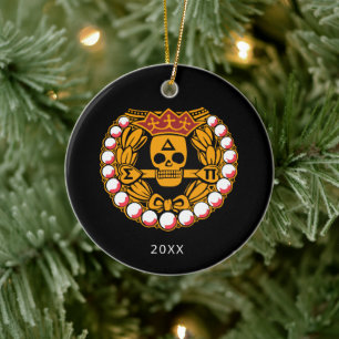 Delta Sigma Pi Totenkopf-Abzeichen Keramik Ornament