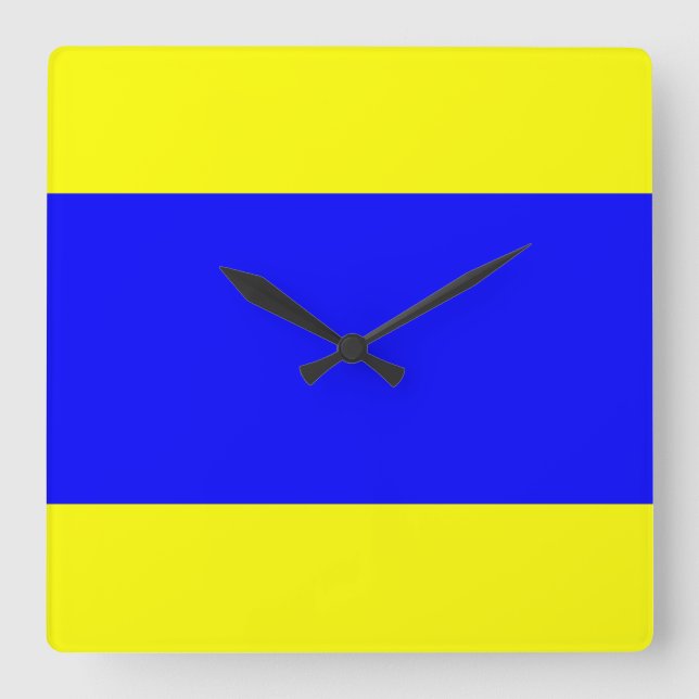 Delta Yellow Blue Quadratische Wanduhr (Vorderseite)