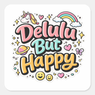 Delulu But Happy Meme Sticker