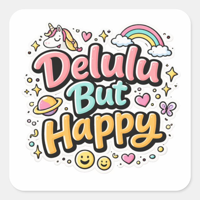 Delulu But Happy Meme Sticker (Vorderseite)