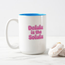 Delulu ist der Solulu Rosa Glitzer-Mug | Lustiger Zweifarbige Tasse