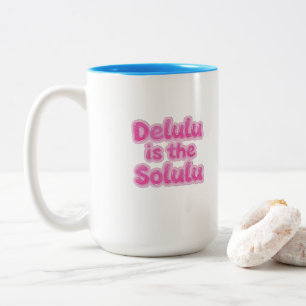 Delulu ist der Solulu Rosa Glitzer-Mug   Lustiger  Zweifarbige Tasse