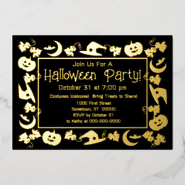 Delux-Folie- und schwarze Halloween-Party-Einladun Folien Feiertagskarte