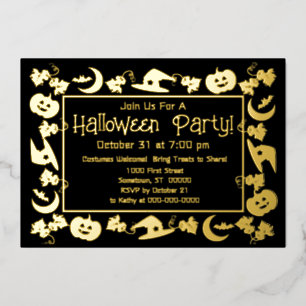 Delux-Folie- und schwarze Halloween-Party-Einladun Folien Feiertagskarte