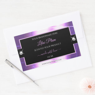 Deluxe Black Lilac Shiny Brilliants Produktlabel Rechteckiger Aufkleber