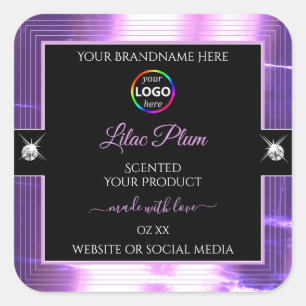 Deluxe Black Shiny Lilac mit Logo-Produktkennzeich Quadratischer Aufkleber