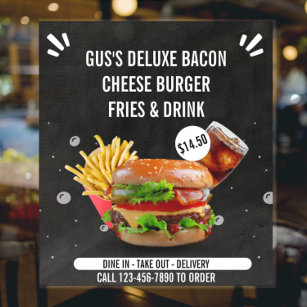 Deluxe Burger Fries Drink Restaurant Big Poster