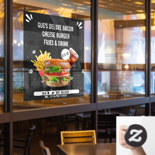 Deluxe-Burger Pommes Getränk Restaurant anpassen Fensteraufkleber