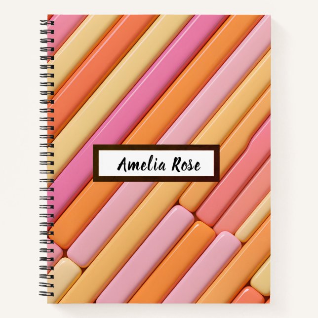Deluxe Custom Pastel Geometric Notebook - Abstrakt Notizbuch (Vorderseite)
