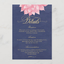 Deluxe Gold Floral Dahlia Wedding Details Card Begleitkarte