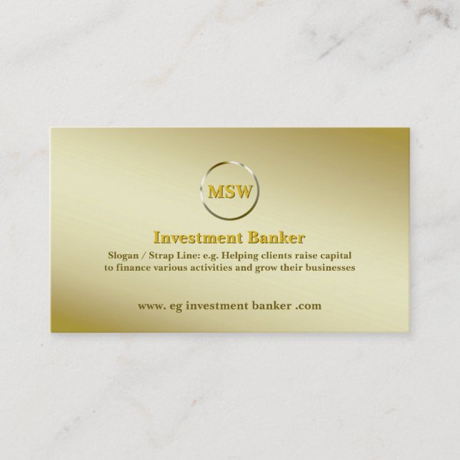 Deluxe Gold Ring Theme für Investmentbanker Visitenkarte (Vorderseite)