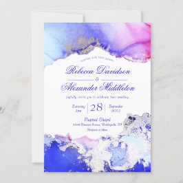 Deluxe Jewel Tones Ink Wash Wedding Einladung