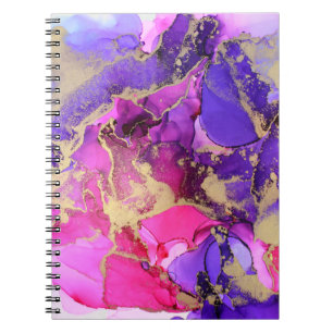 Deluxe Lila Rosa Gold Tintenstrahl Flow. Flüssige Notizblock