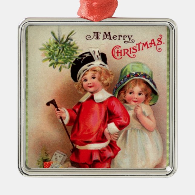 Deluxe viktorianische Childreen Silbernes Ornament (Vorne)