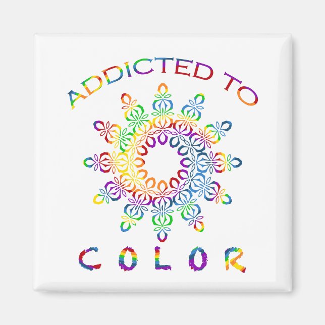 Dem Color Rainbow Mandala Design angepasst Magnet (Vorne)